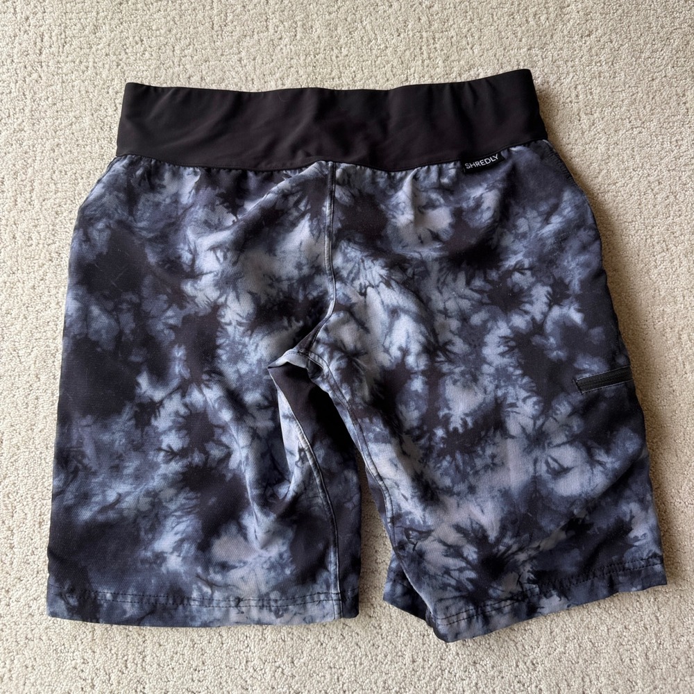 SHREDLY All Time Shorts Womens 8 Graphite Tie Dye MTB Biking 11" Inseam MTB201